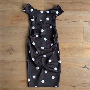 True Violet Maternity off shoulder polka dress